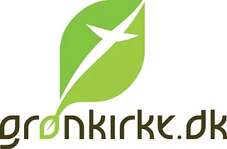 Logo for grønkirke.dk med et grønt blad og et kors.